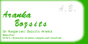 aranka bozsits business card